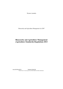 Biosecurity and Agriculture Management (Agriculture Standards