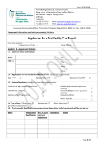 Application form for a Test Facility Trial Permit (TFTP)