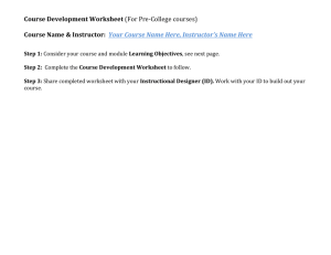 COURSE DEVELOPMENT WORKSHEET Module Learning Objectives
