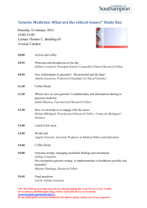 `Genetic Medicine: What are the ethical issues?` Study Day