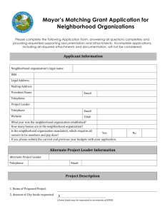 Application for Neighborhood Organizations