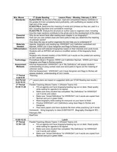 Lesson Plans - Week of February 3rd