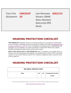 hearing protection checklist hearing protection