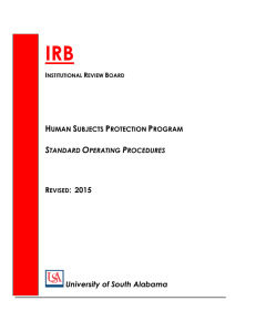 IRB SOPs - University of South Alabama