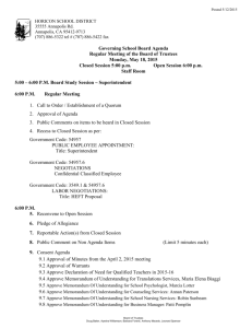 10) Board Agenda 5-18-15 - Horicon Elementary School District