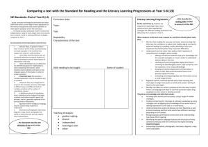 Reading Standard and Literacy Learning