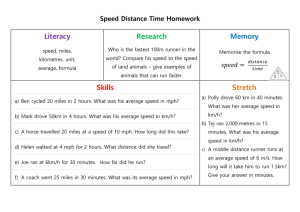 Speed Distance Time Homework Literacy