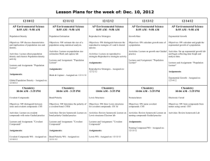 Lesson Plans for the week of: Dec. 10, 2012