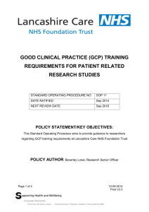 good clinical practice (gcp) training requirements for patient related