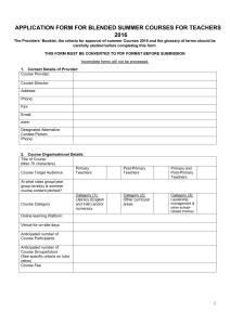 application form blended summer courses 2016