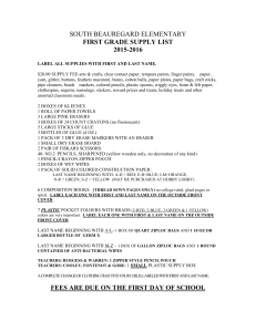 First Grade School Supply List 2015-1