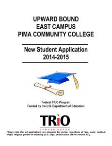 Upward Bound Application, East Campus, Pima Community College