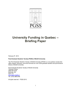 v UniversityFundinginQuebecBriefing Paper - PGSS