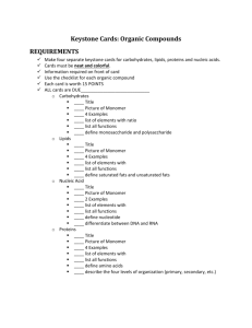 Requirement Sheet for Organic Compounds