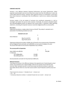 A summary of basic Variances