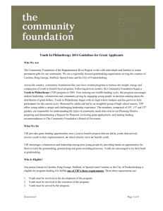 Youth In Philanthropy 2014 Guidelines for Grant Applicants Who We