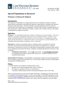 Special Populations: Prisoners as Research Subjects