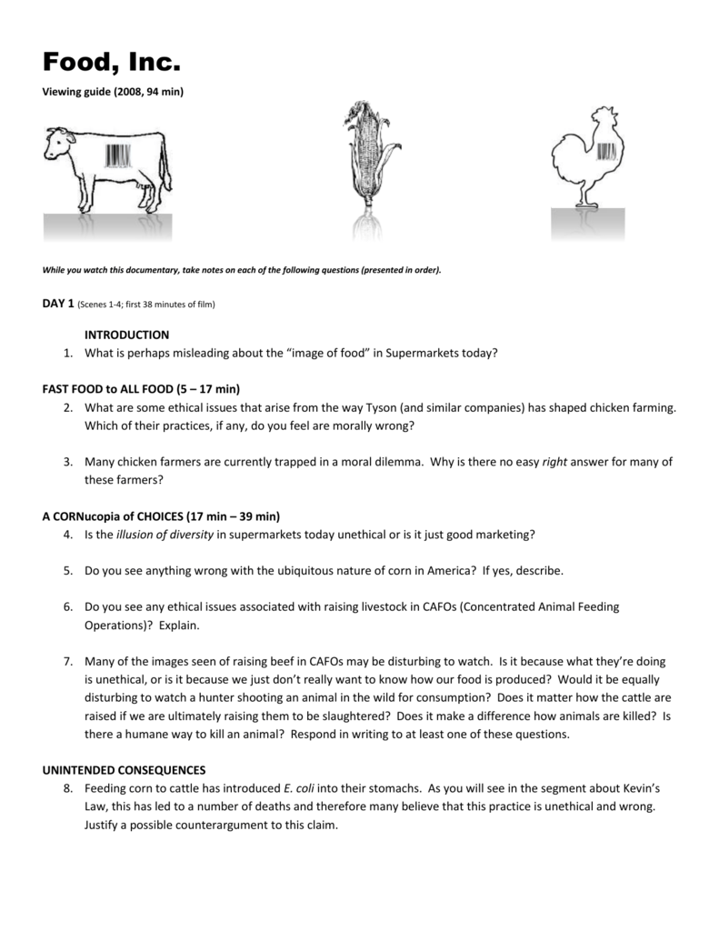food inc movie questions - Ficim Within Food Inc Movie Worksheet Answers