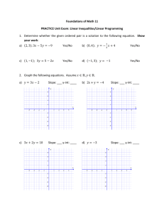 Foundations of Math 11 PRACTICE Unit Exam: Linear Inequalities