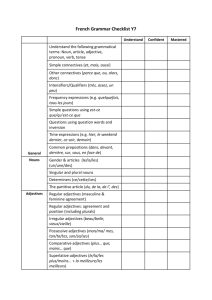 French Grammar Checklist Y7