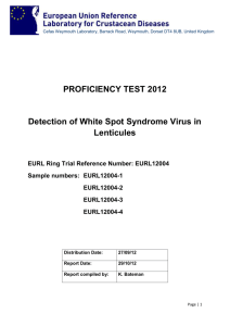 Proficiency Test 2012: Detection of White Spot Syndrome Virus in