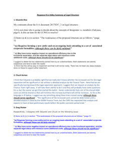 Response B to Sidley Summary of Legal Structure