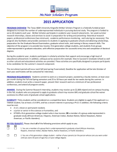 McNair Scholars Program 2015 APPLICATION