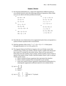 Riva – Adv Precalculus Chapter 7 Review Use Gaussian elimination