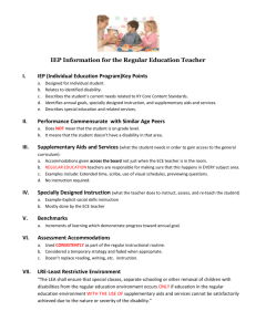 IEP Information for the Regular Education Teacher