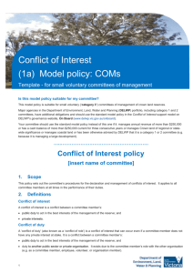 Conflict of Interest policy - Department of Environment, Land, Water