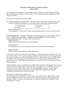 English 11 Honors Exam Study Guide Spring 2013