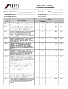 Missouri State University English Specialty Addendum Student