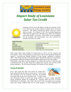 Impact Study of Louisiana Solar Tax Credit