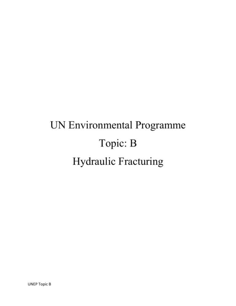 UN Environmental Programme Topic: B Hydraulic Fracturing