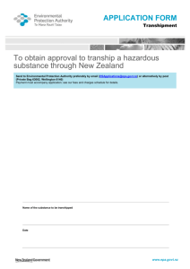 Application form to obtain approval to tranship hazardous substances