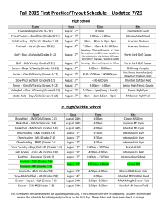 Fall 2015 First Practice/Tryout Schedule – Updated 7/29 High School