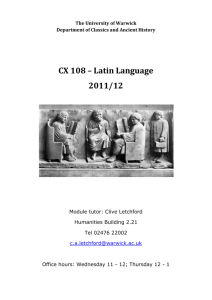 CX 108 – Latin Language