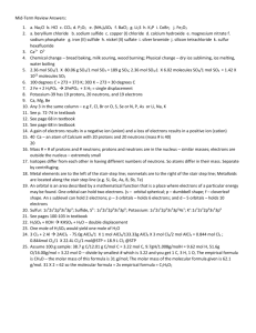 Mid-Term Review Answers for 1-25 for Chem