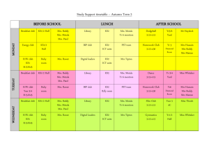 school timetable clubs aut 2