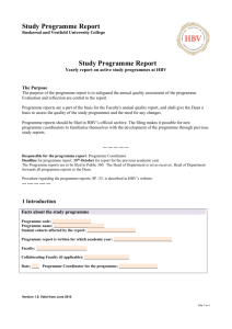 Study Programme Report
