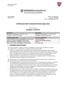 KSG STM-221 A Introduction to Negotiation Analysis