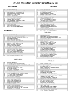2014-15 McSpedden Elementary School Supply List