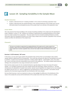 Lesson 19: Sampling Variability in the Sample Mean