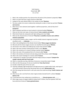 Earth Systems study guide ch 2,3
