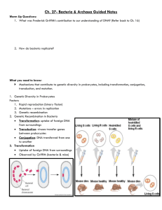 Ch. 27- Bacteria & Archaea Guided Notes