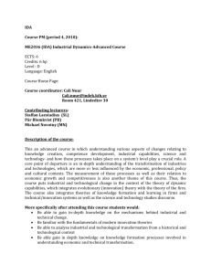 Course block 1) Industrial transformation