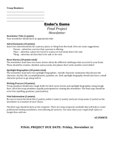 Ender`s Game: Newsletter