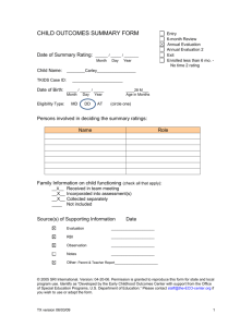 CHILD OUTCOMES SUMMARY FORM