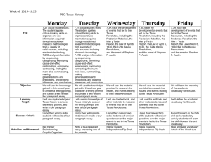 Week 9 lesson plans