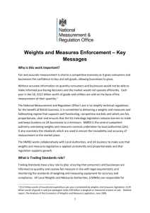 Weights and measures enforcement - key messages